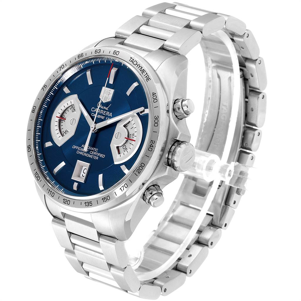 The image shows a Tag Heuer Carrera Limited Edition watch at a three-quarter angle, highlighting the dial, bezel, and bracelet.