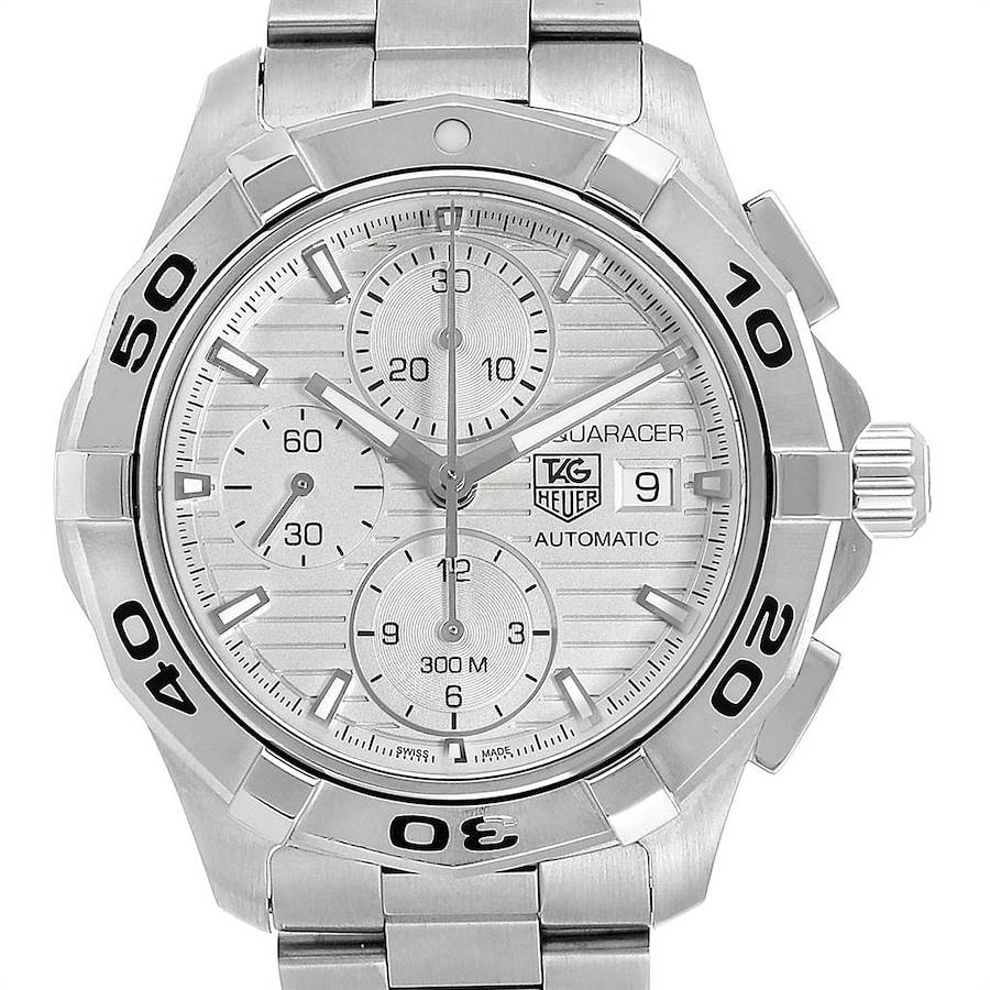 Tag Heuer Aquaracer Silver Dial Chronograph Steel Mens Watch CAP2111 SwissWatchExpo