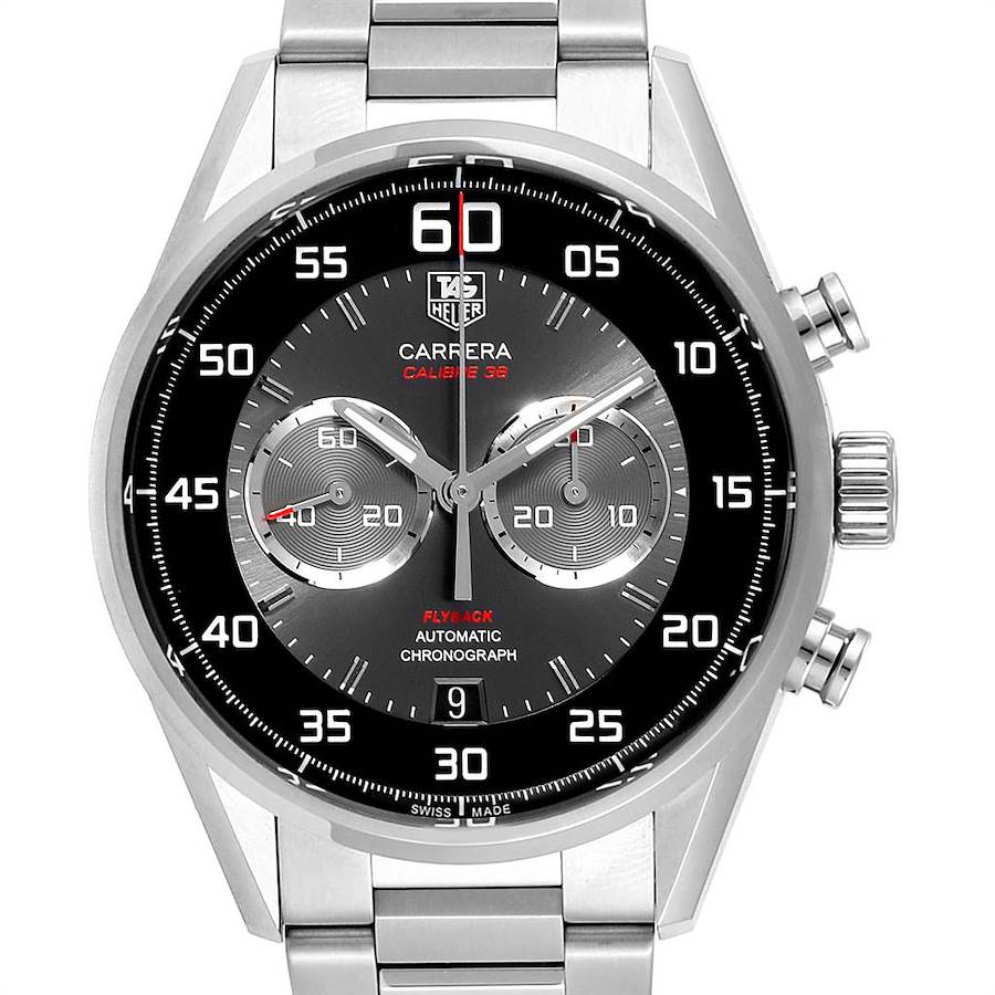Tag Heuer Carrera Automatic Flyback Steel Mens Watch CAR2B10 SwissWatchExpo