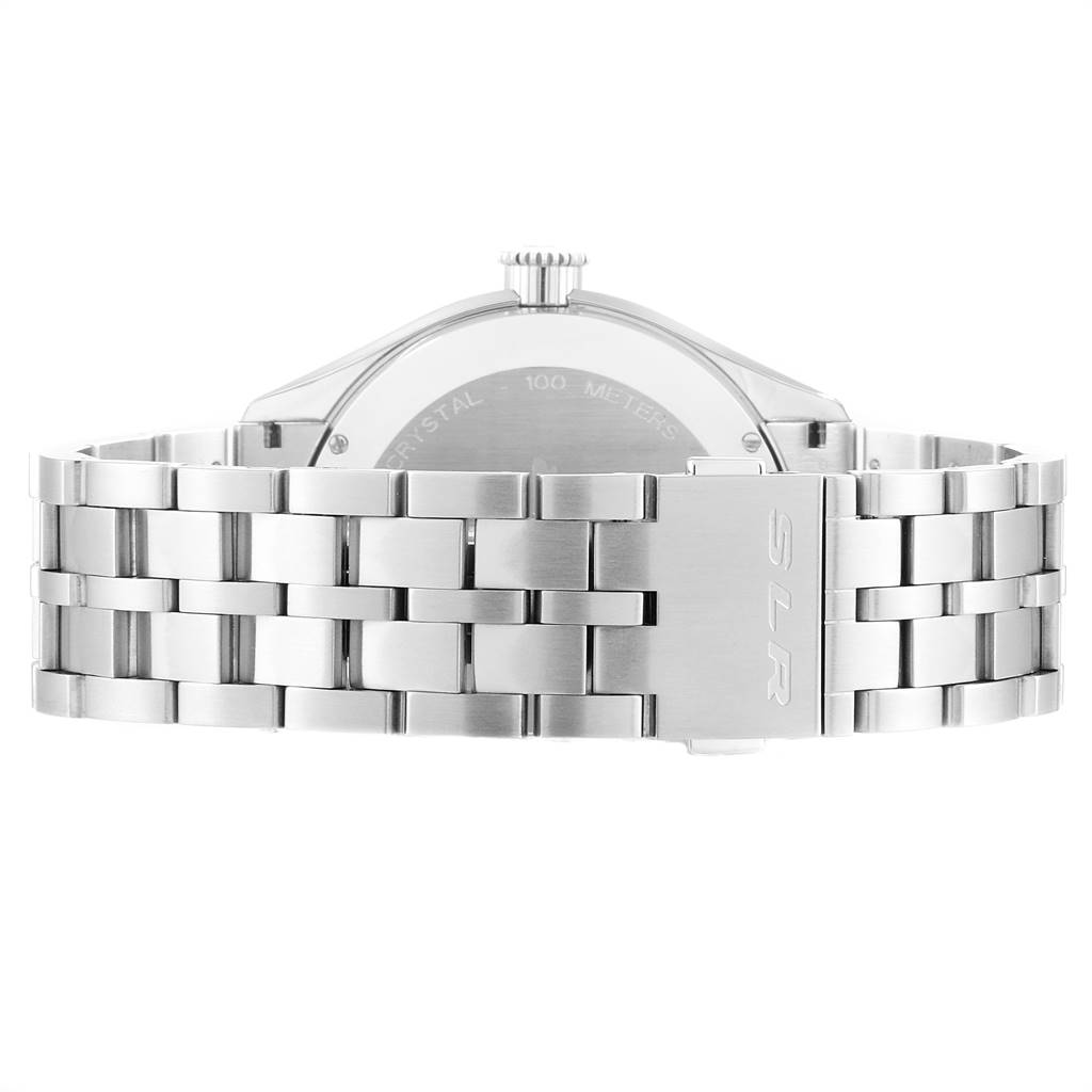 The image shows the back side and stainless steel bracelet of a Tag Heuer SLR CAG2011.BA0254 Men's Stainless Steel Silver Dial CAG2011.BA0254 Men's Stainless Steel Silver Dial model watch.