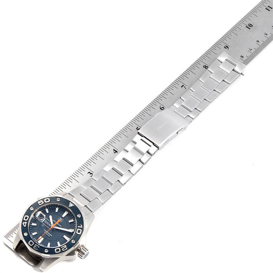 Tag Heuer Aquaracer 500M Blue Dial Orange Hand Steel Mens Watch WAJ1112