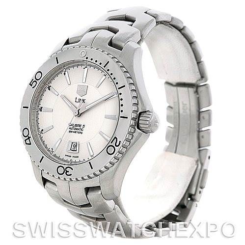 The image shows a Tag Heuer Link WW2110 Men's Stainless Steel Silver Dial WW2110 Men's Stainless Steel Silver Dial model watch from a front angle, displaying the face, bezel, crown, and bracelet.