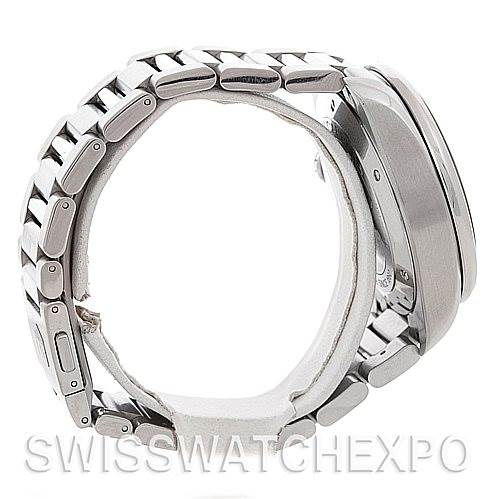 This image shows a side view of the Tag Heuer Carrera CAV511A.BA0902 Men's Stainless Steel Black Dial CAV511A.BA0902 Men's Stainless Steel Black Dial watch, highlighting the bracelet and watch case.