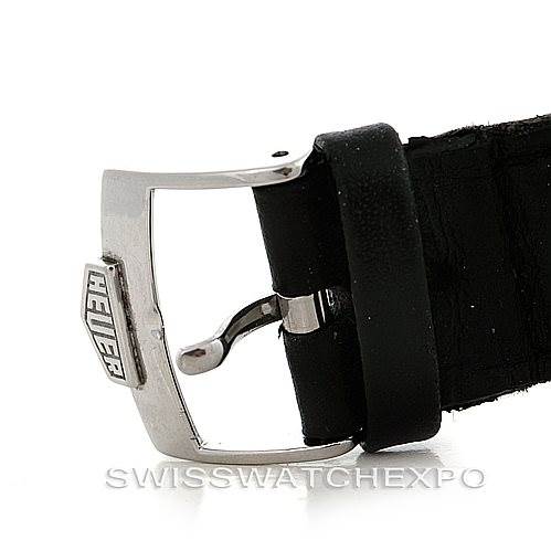 This image shows the buckle and part of the strap of a Tag Heuer Monaco CS2111 Men's Stainless Steel Black Dial CS2111 Men's Stainless Steel Black Dial watch.