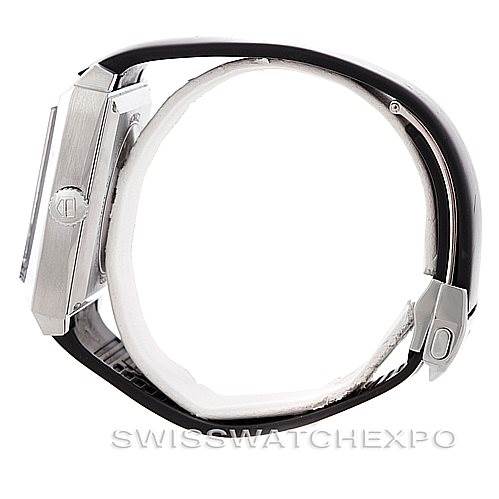 The image shows a side profile view of the Tag Heuer Monaco WW2110 Men
s Stainless Steel Black Dial WW2110 Men
s Stainless Steel Black Dial watch, highlighting the case and part of the strap.