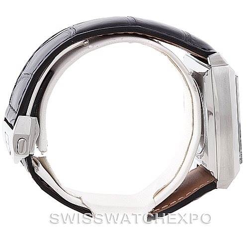 The image shows a side view of the Tag Heuer Monaco WW2110 Men's Stainless Steel Black Dial WW2110 Men's Stainless Steel Black Dial watch, highlighting its case, strap, and clasp.