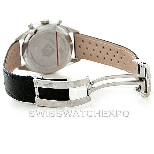 This image shows the back view of the Tag Heuer Classic model watch and its open clasp and strap.