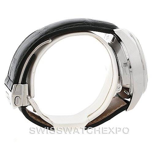 The image shows a side profile view of the Tag Heuer Carrera CAS2110 Men's Stainless Steel Black Dial CAS2110 Men's Stainless Steel Black Dial watch, highlighting the case, crown, and part of the leather strap.