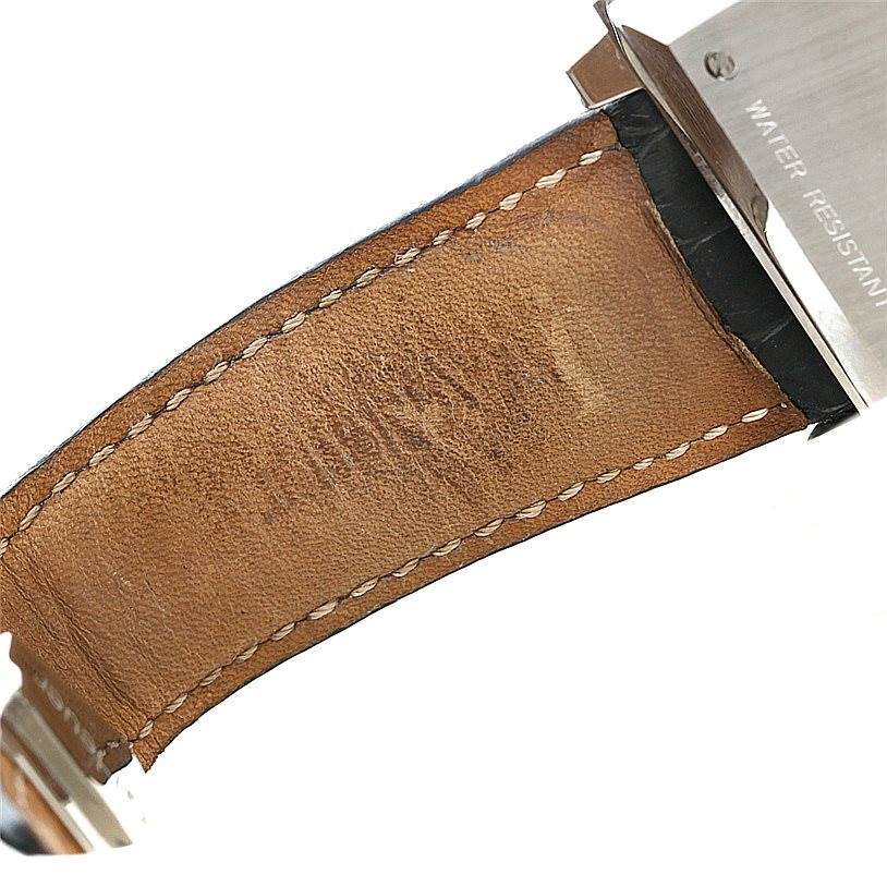 The image shows the back of the leather strap and part of the case of the Tag Heuer Monaco CW2113 Men
s Stainless Steel Blue Dial CW2113 Men
s Stainless Steel Blue Dial watch.