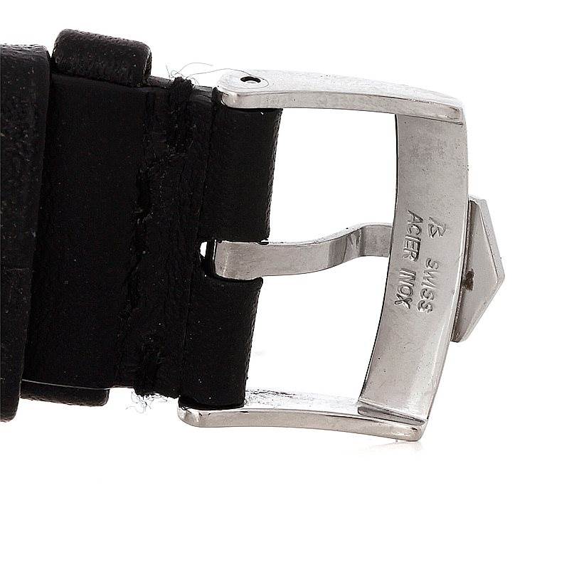 This image shows the clasp and part of the strap of a Monaco watch by Tag Heuer from a side angle.