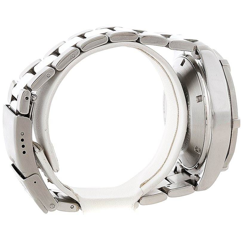 The image shows the side view of a Tag Heuer Aquaracer CAF2110 Men's Stainless Steel Black Dial CAF2110 Men's Stainless Steel Black Dial watch, focusing on the stainless steel bracelet and case back.