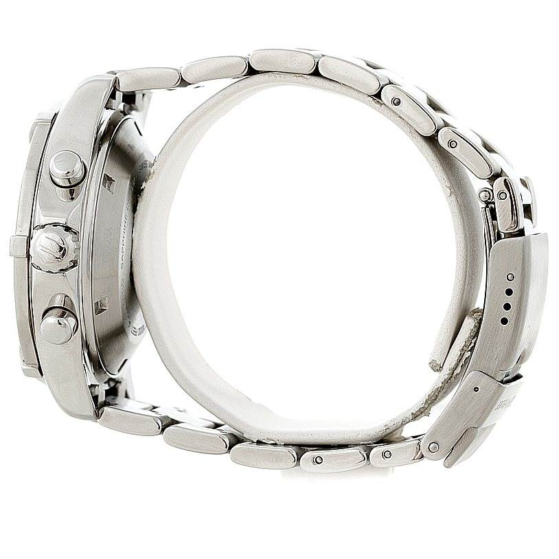 This image shows a side view of the Tag Heuer Aquaracer CAF2110 Men's Stainless Steel Black Dial CAF2110 Men's Stainless Steel Black Dial watch, highlighting the crown, pushers, and metal bracelet.