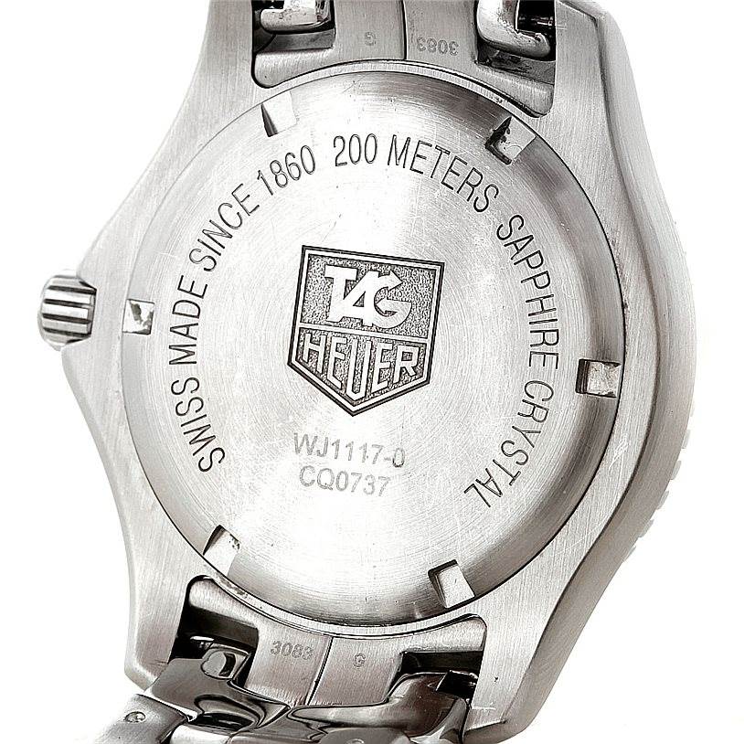 This image shows the back case of a Tag Heuer Link WJ1117 Men's Stainless Steel  WJ1117 Men's Stainless Steel  model watch.