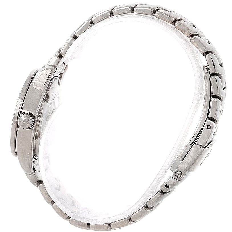 The image shows the side view of a Tag Heuer Link WJF1319 Women's Stainless Steel Mother of Pearl Dial WJF1319 Women's Stainless Steel Mother of Pearl Dial model watch, highlighting its bracelet and crown.