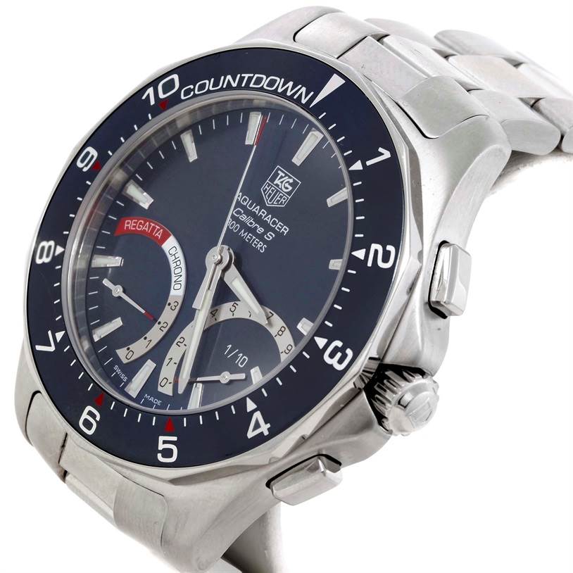 The image shows a Tag Heuer Aquaracer CAF7111.BA0803 Men's Stainless Steel Black Dial CAF7111.BA0803 Men's Stainless Steel Black Dial watch at a slight angle, highlighting the dial, bezel, and a portion of the bracelet.