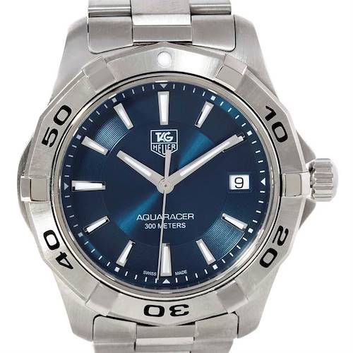 Photo of Tag Heuer Aquaracer Stainless Steel Blue Dial Mens Watch WAP1112