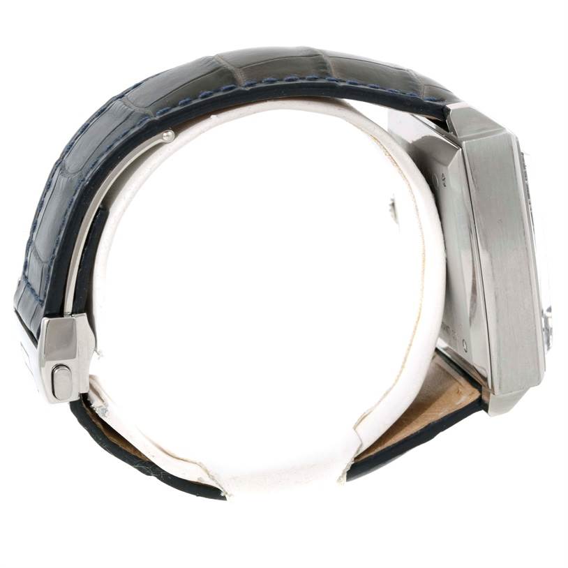 The image shows a side view of a Tag Heuer Monaco CW2114 Men's Stainless Steel Brown Dial CW2114 Men's Stainless Steel Brown Dial watch, highlighting its strap, buckle clasp, and case.