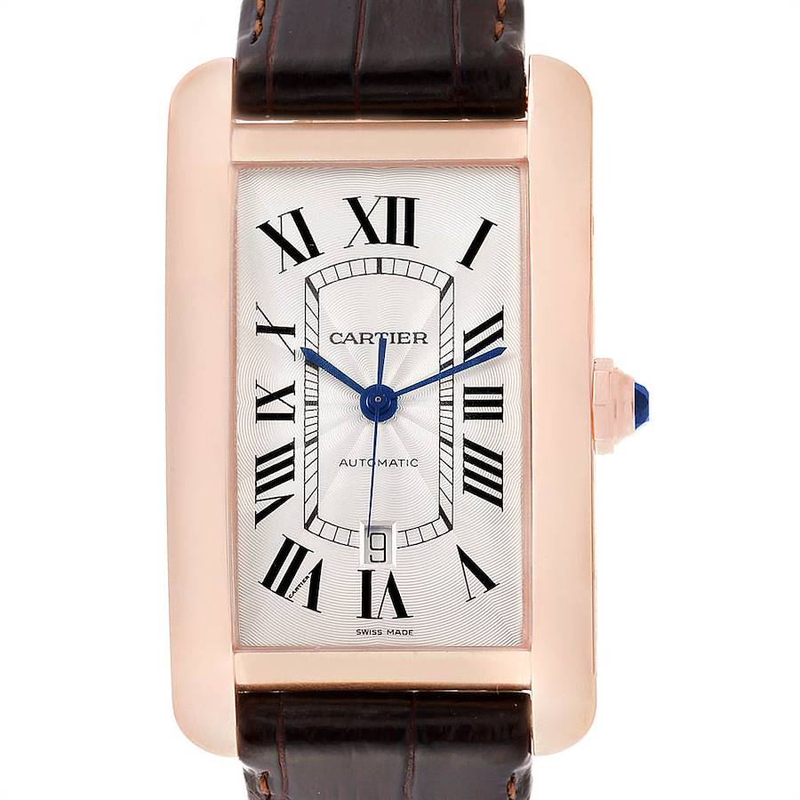 Cartier Tank Americaine Rose Gold Automatic Mens Watch W2609856 SwissWatchExpo