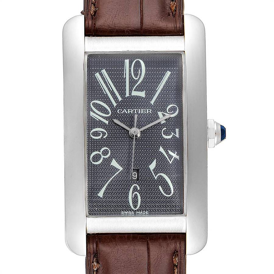 Cartier Tank Americaine Large White Gold Grey Dial Mens Watch W2605229 SwissWatchExpo