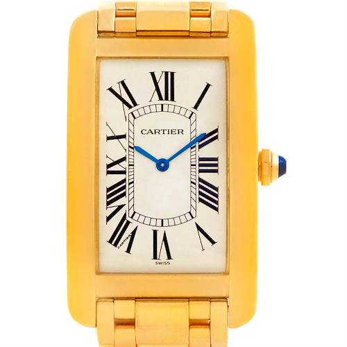 Photo of Cartier Tank Americaine Large Yellow Gold Mechanique Mens Watch
