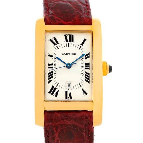 Photo of Cartier Tank Americaine Mid Size 18K Yellow Gold Watch W2603556