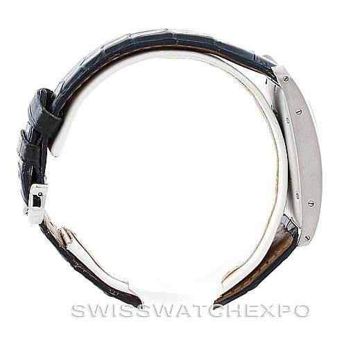 This image shows a side profile of the Cartier Tank Américaine watch, highlighting the case, bezel, and strap.