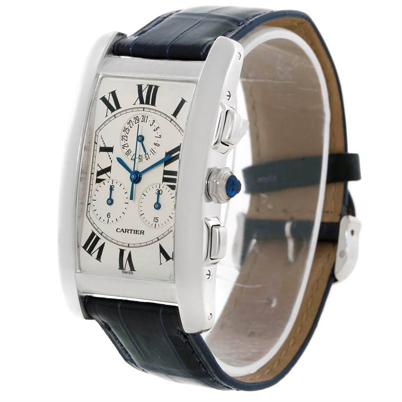 Cartier Tank Americaine Chronograph 18K White Gold Watch W2603356 SwissWatchExpo