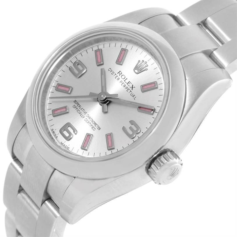 Rolex Oyster Perpetual Nondate Ladies Silver Dial Steel Watch 176200