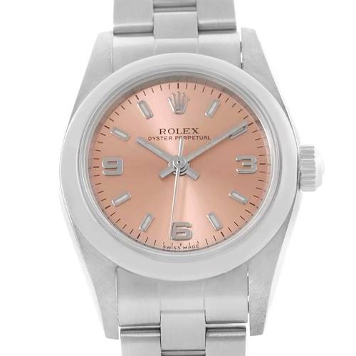 Photo of Rolex Oyster Perpetual Nondate Ladies Salmon Dial Watch 76080 Unworn