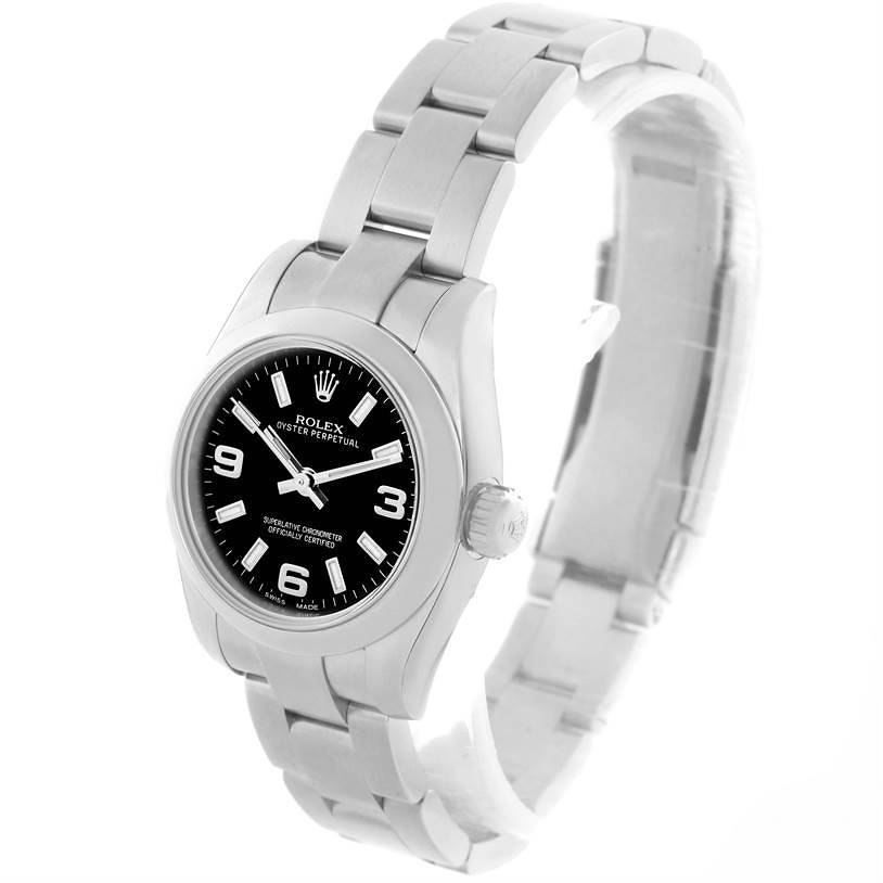 Rolex Nondate Ladies Black Dial Stainless Steel Watch 176200 Unworn SwissWatchExpo