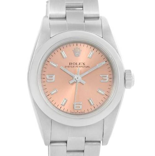 Photo of Rolex Oyster Perpetual Nondate Ladies Steel Salmon Dial Watch 76080