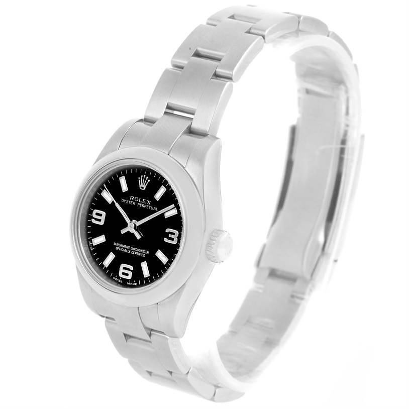 Rolex Nondate Ladies Black Dial Oyster Bracelet Watch 176200 SwissWatchExpo