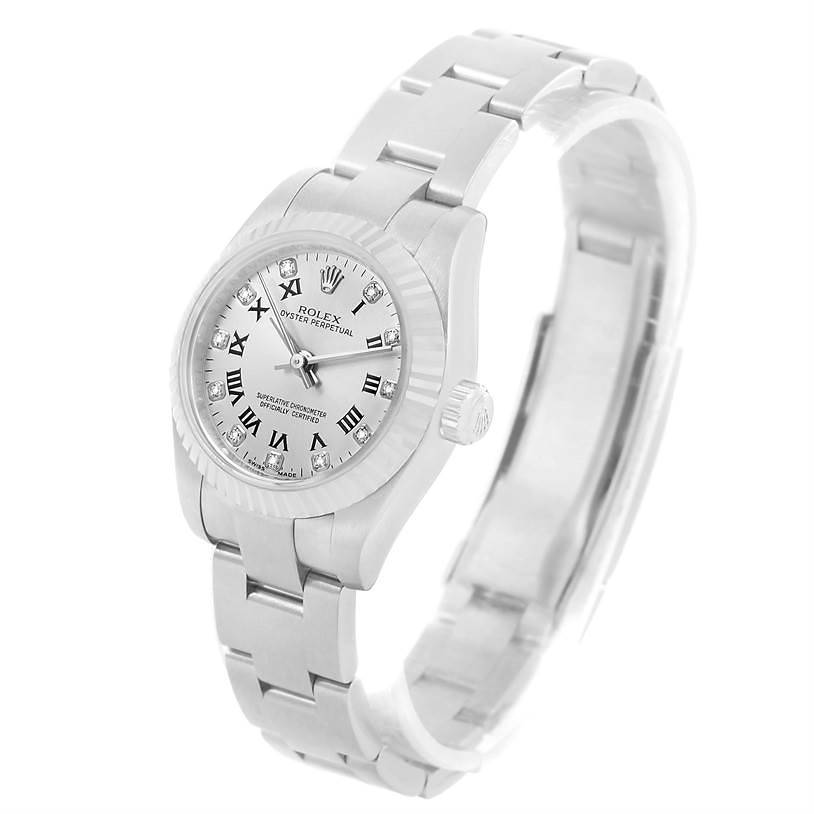 Rolex Steel 18K White Gold Diamond Roman Dial Ladies Watch 176234 SwissWatchExpo