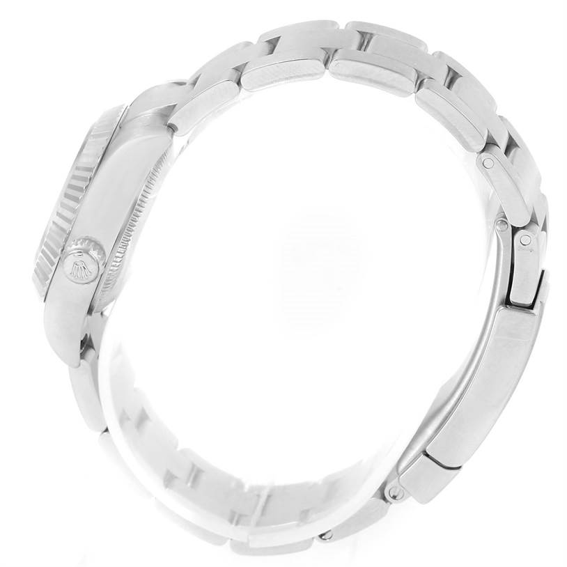 The image shows a side view of the Rolex Oyster Perpetual 176234 Women's Stainless Steel Grey Dial 176234 Women's Stainless Steel Grey Dial watch, focusing on its case, crown, and bracelet.