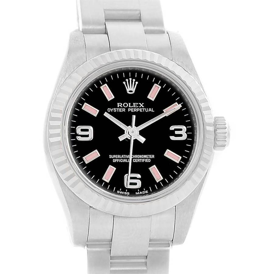 Rolex Steel 18K White Gold Pink Hour Markers Ladies Watch 176234 SwissWatchExpo