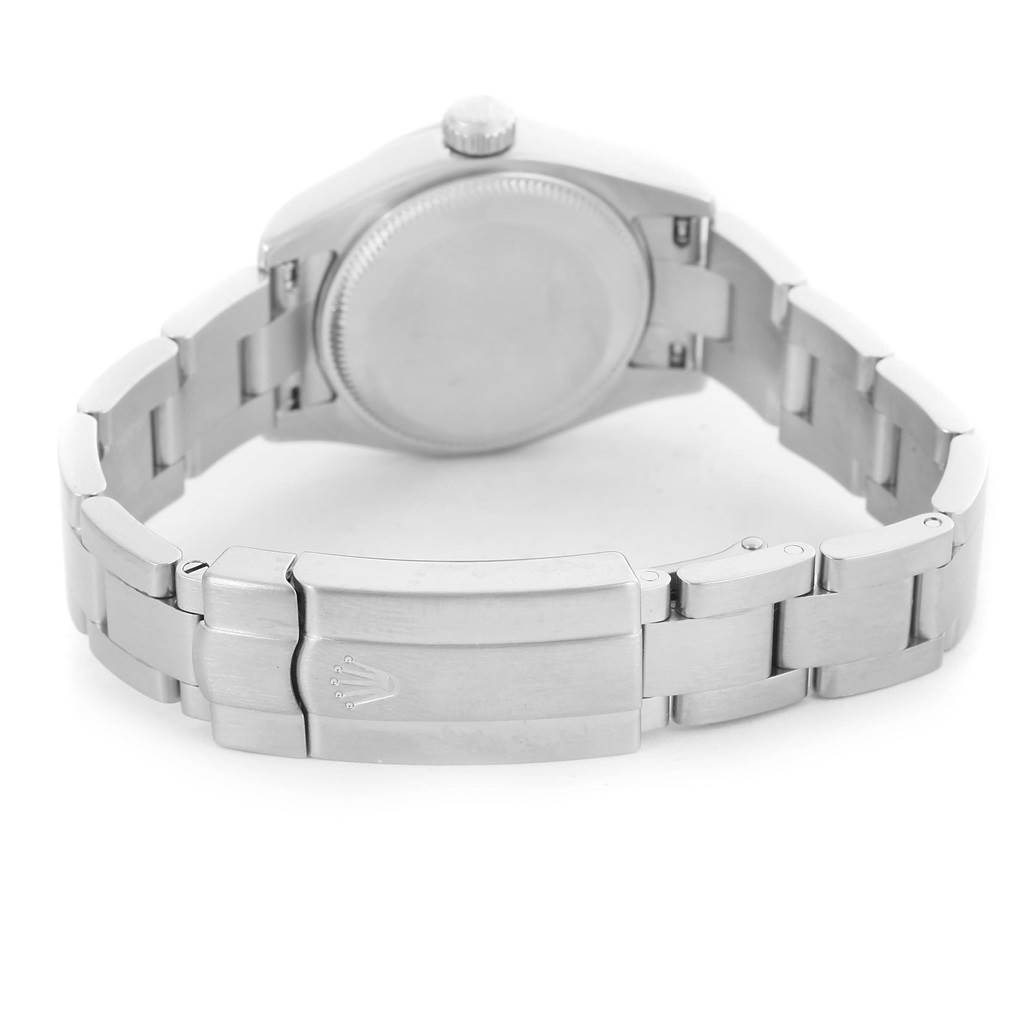 This image shows the back and clasp of a Rolex Oyster Perpetual 176200 Women
s Stainless Steel Silver Dial 176200 Women
s Stainless Steel Silver Dial watch.