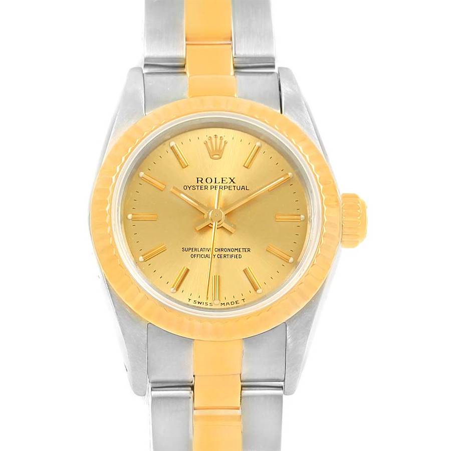 Rolex NonDate Steel 18k Yellow Gold Oyster Bracelet Ladies Watch 67193 SwissWatchExpo