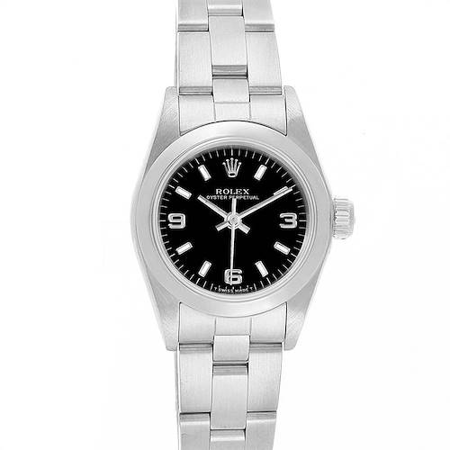 Photo of Rolex Oyster Perpetual Black Dial Steel Ladies Watch 67180 Box Papers