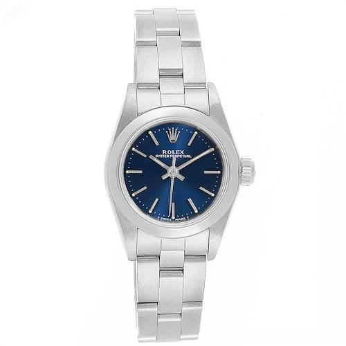 Photo of Rolex Oyster Perpetual Blue Dial Steel Ladies Watch 67180