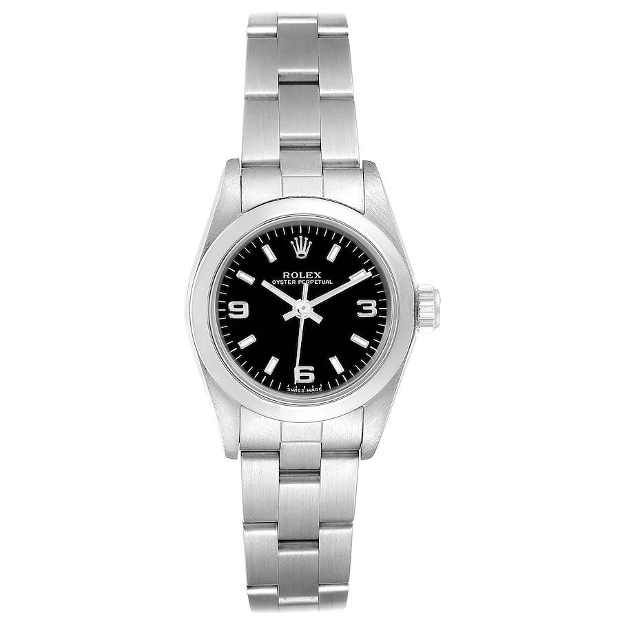 Rolex Oyster Perpetual 24 Nondate Black Dial Ladies Watch 76080 SwissWatchExpo