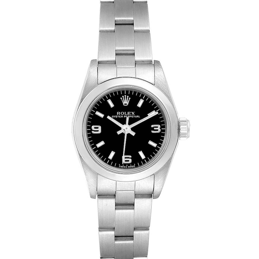 Rolex Oyster Perpetual 24 Nondate Black Dial Ladies Watch 76080 SwissWatchExpo