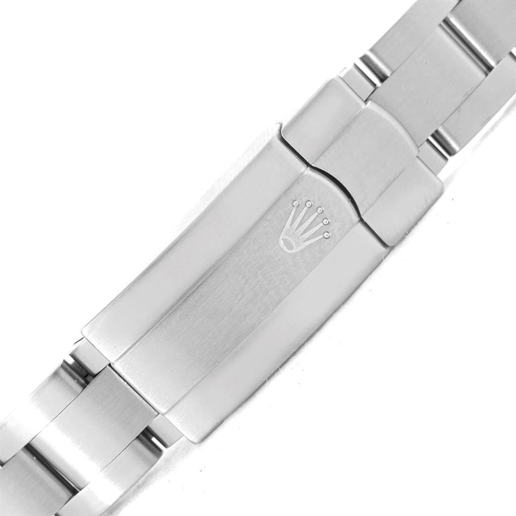The image shows the clasp of a Rolex Oyster Perpetual 176200 Women
s Stainless Steel Silver Dial 176200 Women
s Stainless Steel Silver Dial watch bracelet, featuring the brand
s logo.