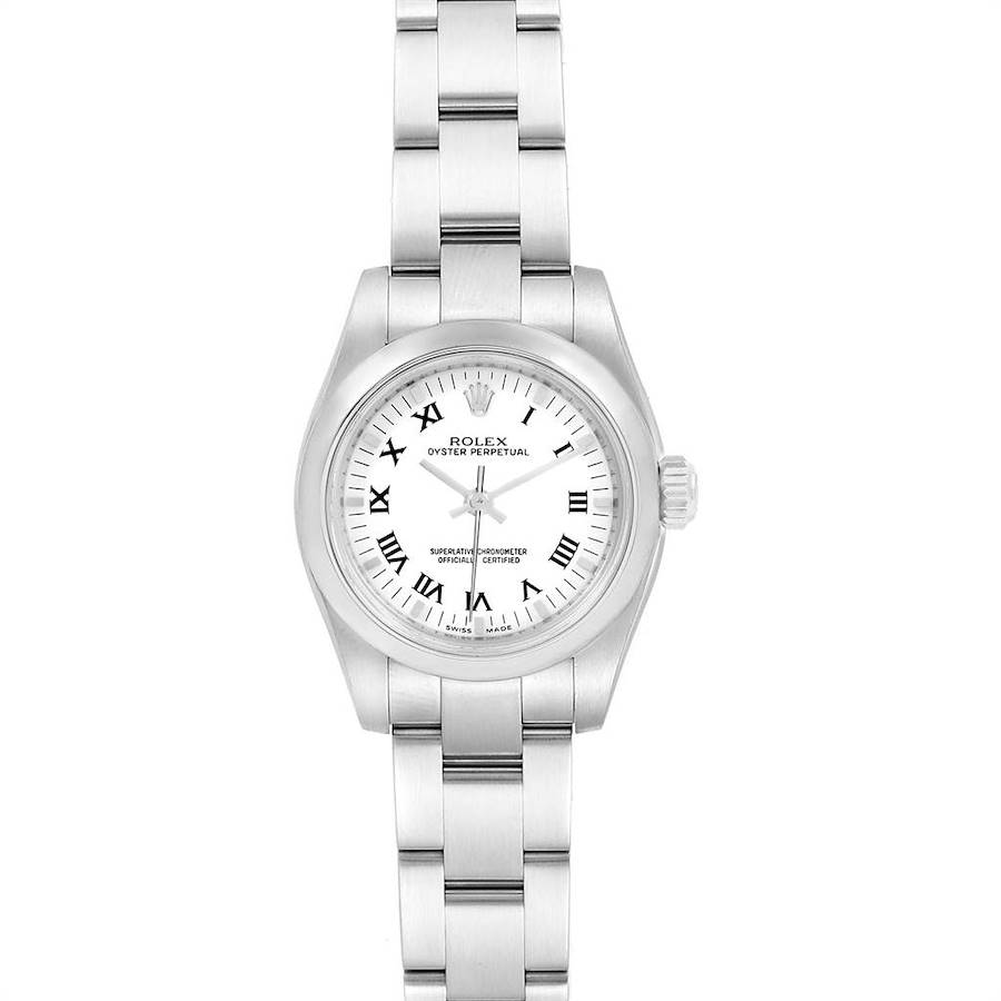 Rolex Oyster Perpetual Nondate White Dial Steel Ladies Watch 176200 SwissWatchExpo