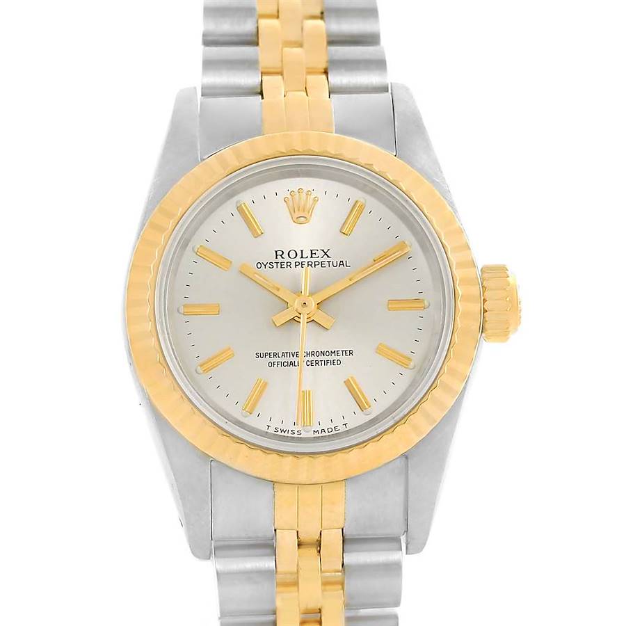 Rolex Oyster Perpetual NonDate Steel Yellow Gold Ladies Watch 67193 SwissWatchExpo