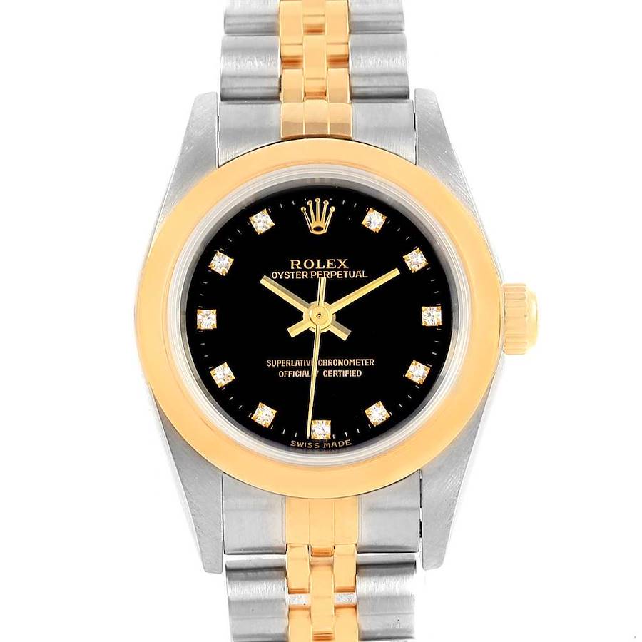 Rolex Non-Date Steel Yellow Gold Diamond Ladies Watch 76183 Box Papers SwissWatchExpo