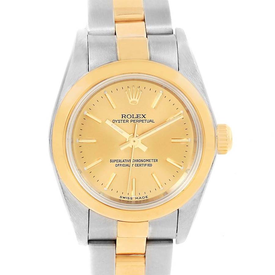 Rolex Oyster Perpetual Non-Date Steel Yellow Gold Ladies Watch 76183 SwissWatchExpo