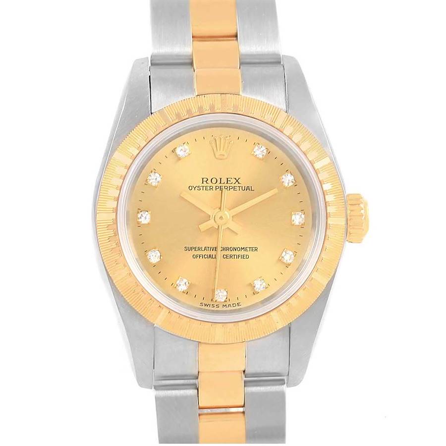 Rolex Oyster Perpetual Steel Yellow Gold Diamond Ladies Watch 76243 SwissWatchExpo