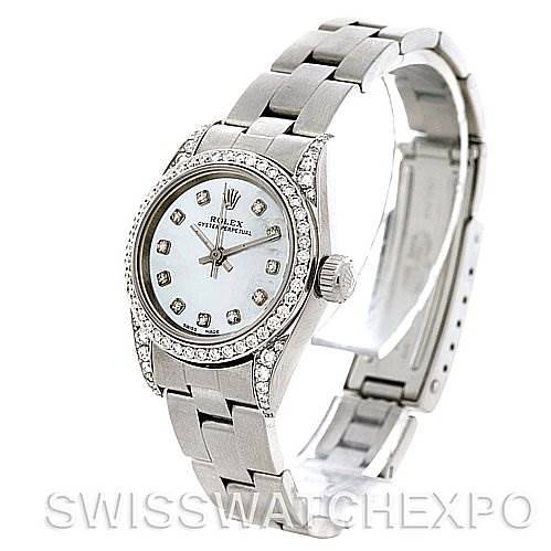 Rolex Oyster Perpetual Ladies Steel 18K White Gold Watch SwissWatchExpo