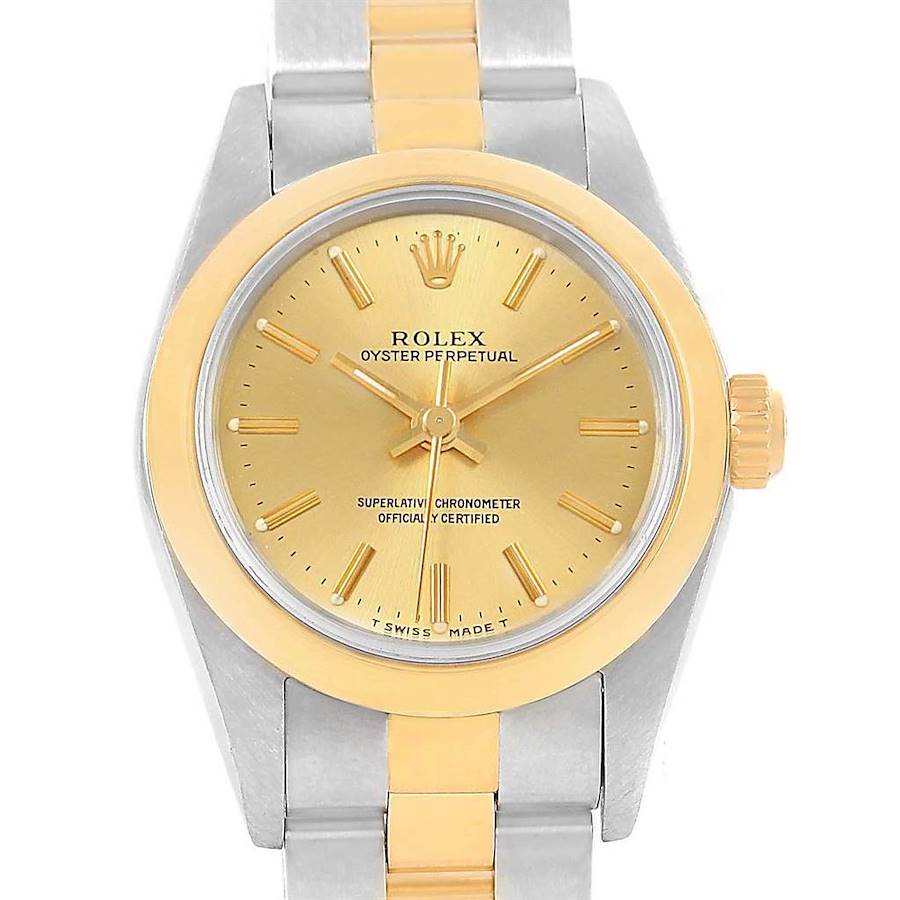 Rolex Oyster Perpetual nonDate Steel Yellow Gold Womens Watch 76183 SwissWatchExpo