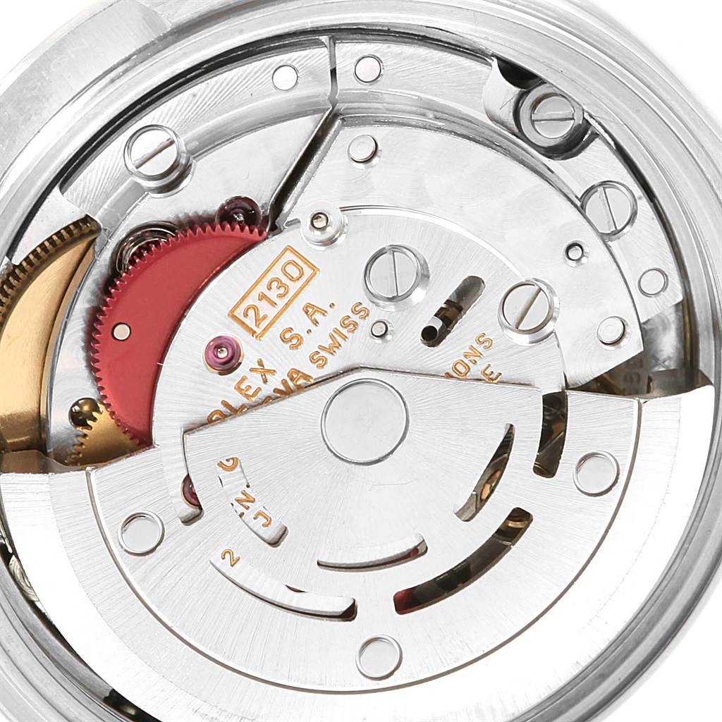 This image shows the internal mechanical movement components of a Rolex Oyster Perpetual 67180 Women
s Stainless Steel Pink Dial 67180 Women
s Stainless Steel Pink Dial watch, specifically the model 2130.